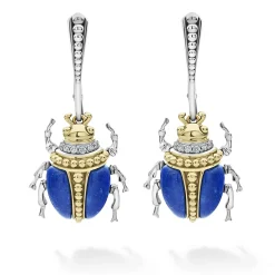 Fashion LAGOS Lapis Beetle Diamond Drop Earrings