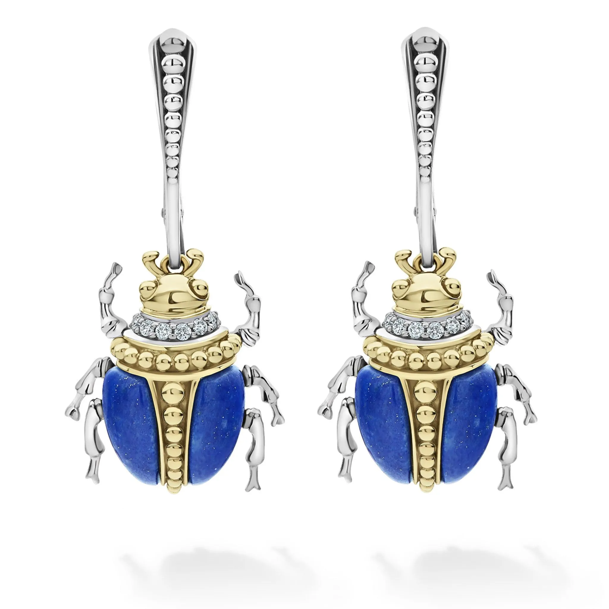 Fashion LAGOS Lapis Beetle Diamond Drop Earrings