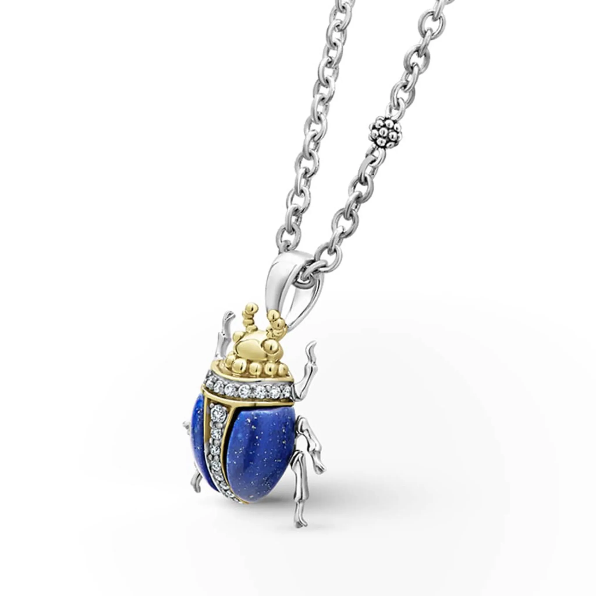 Clearance LAGOS Lapis Beetle Diamond Pendant Necklace