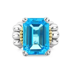 Store LAGOS Large Emerald-Cut Swiss Blue Topaz Ring