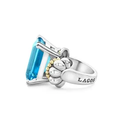 Store LAGOS Large Emerald-Cut Swiss Blue Topaz Ring