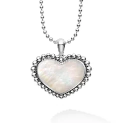 Hot LAGOS Large Mother Of Pearl Heart Pendant Necklace
