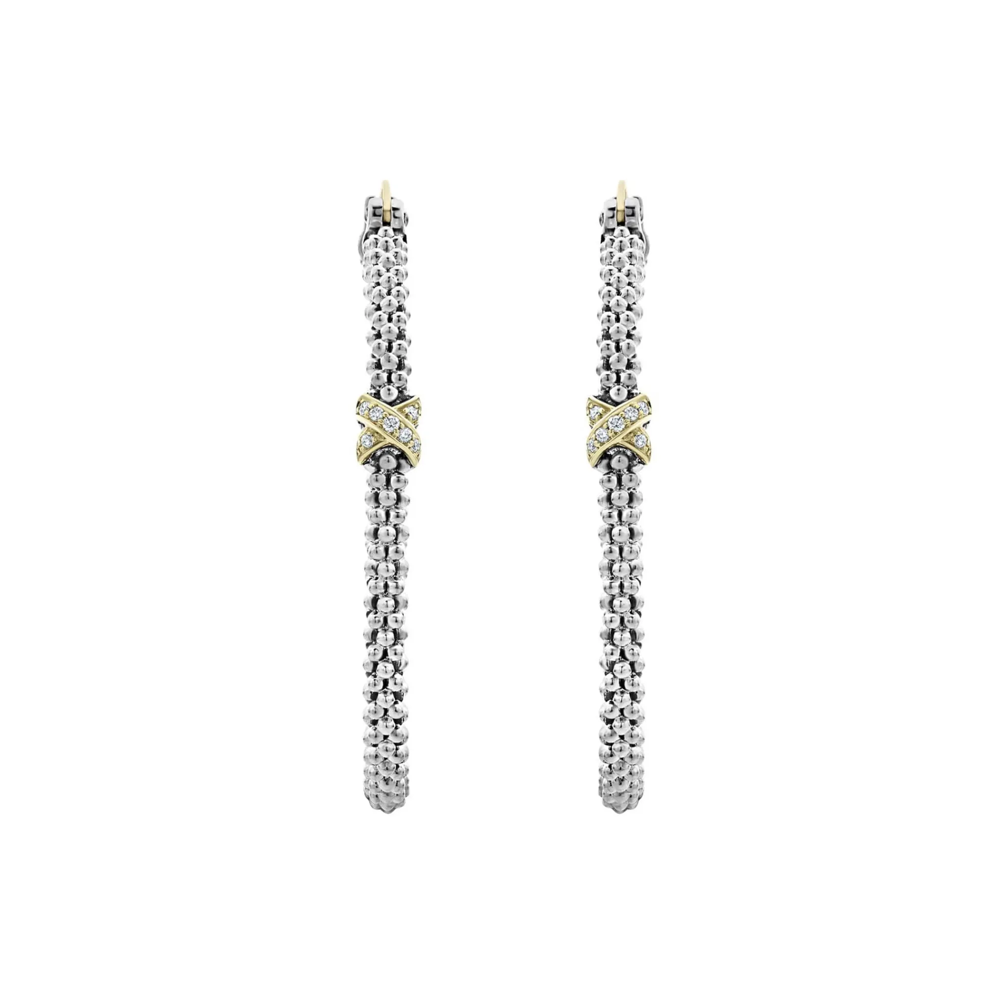 Fashion LAGOS Large X Diamond Caviar Hoop Earrings