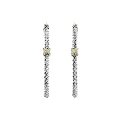 Online LAGOS Large X Diamond Caviar Hoop Earrings