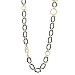 Clearance LAGOS Long 18K Gold And Black Ceramic Link Necklace