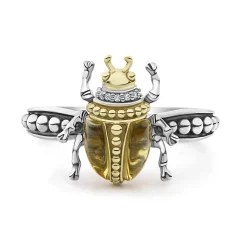 Clearance LAGOS Olive Quartz Beetle Diamond Ring