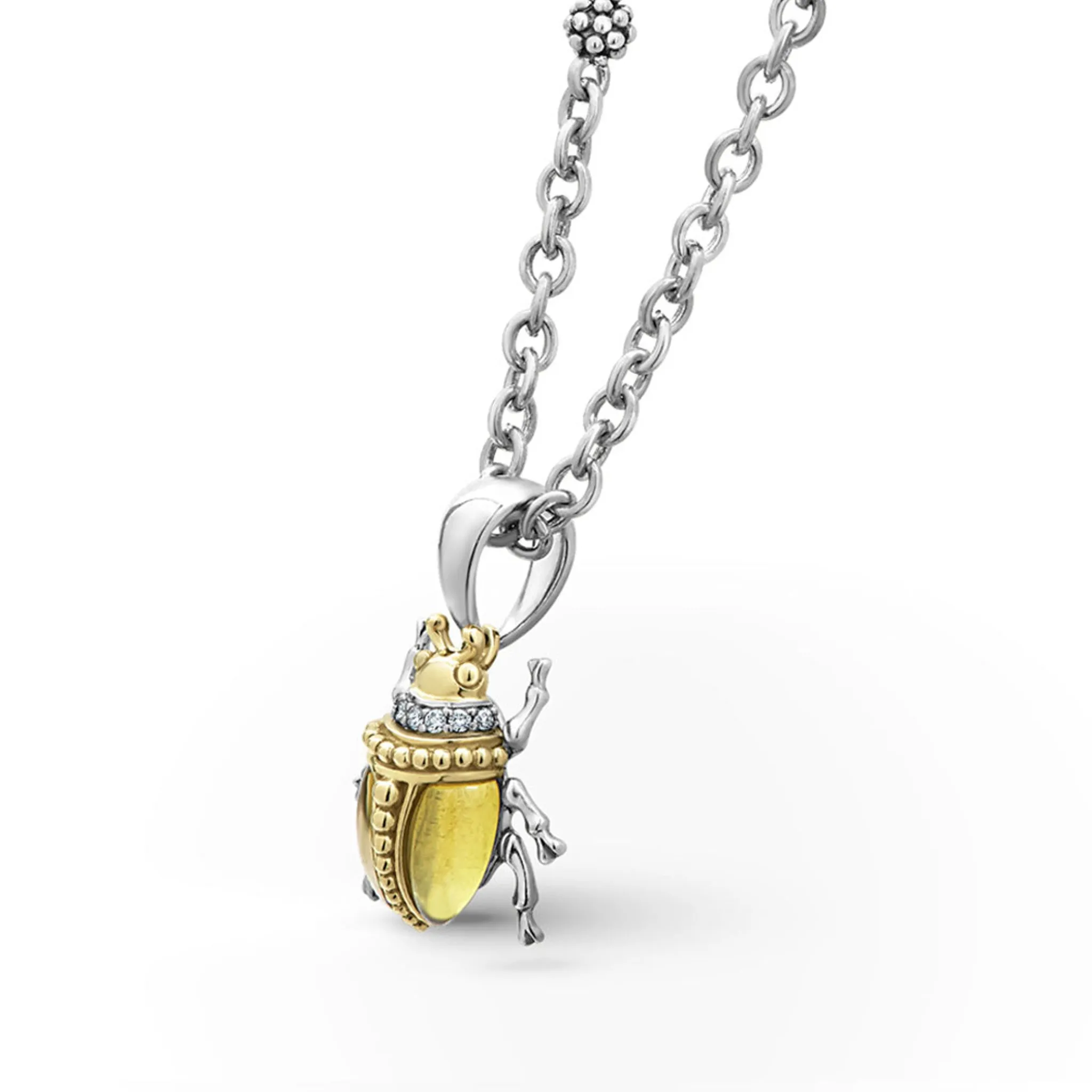 Sale LAGOS Olive Quartz Diamond Beetle Pendant Necklace