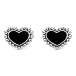 Cheap LAGOS Onyx Heart Stud Earrings