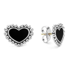 Cheap LAGOS Onyx Heart Stud Earrings