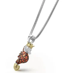Clearance LAGOS Orange Sapphire And Diamond Seahorse Pendant Necklace
