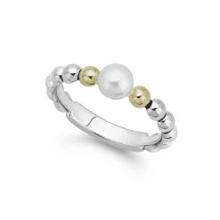 New LAGOS Pearl And Diamond Ring Gift Set