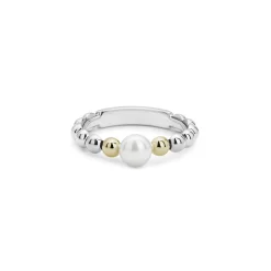 New LAGOS Pearl And Diamond Ring Gift Set