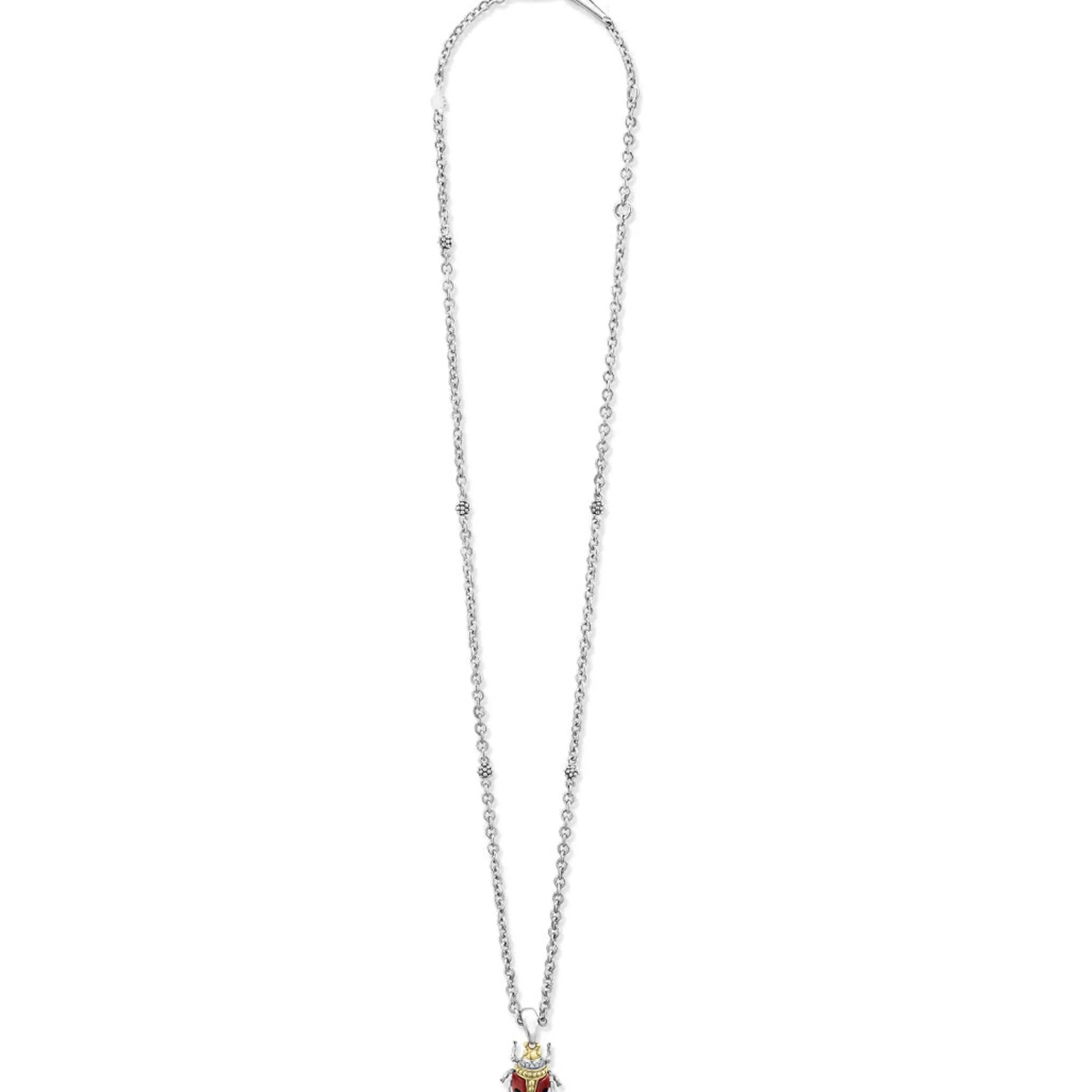 Cheap LAGOS Red Agate Beetle Diamond Pendant Necklace