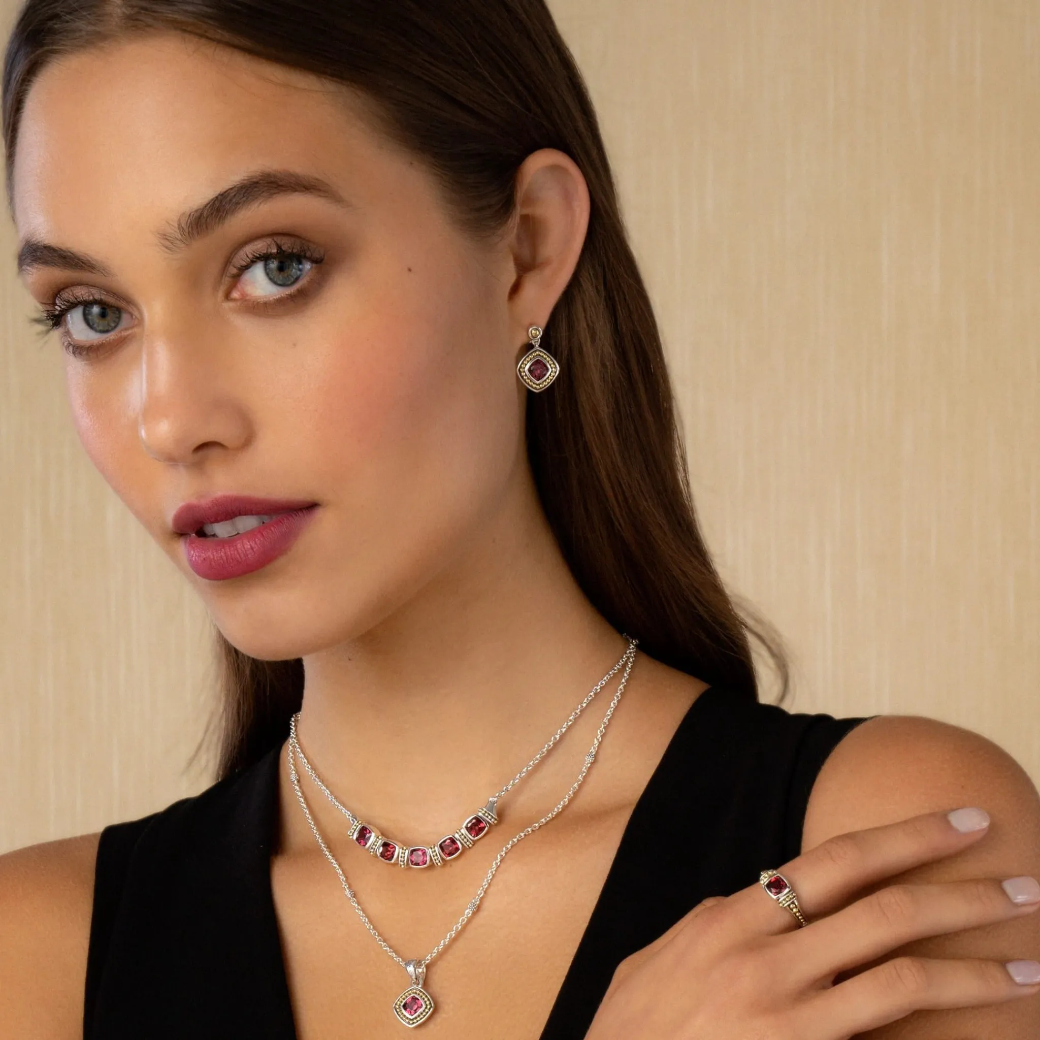 Fashion LAGOS Rhodolite Garnet Five Station Necklace