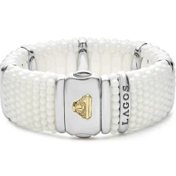 Store LAGOS Silver Station Statement Ceramic Caviar Bracelet | 23Mm