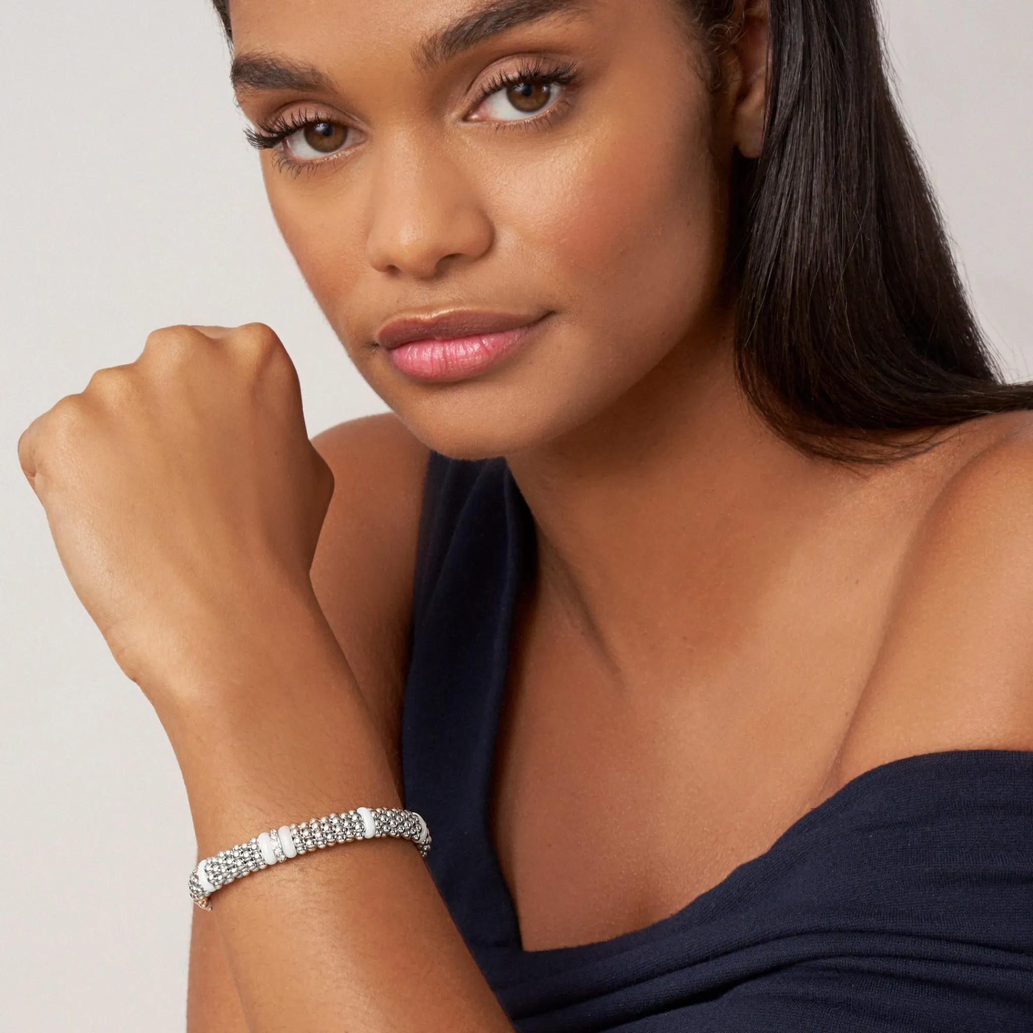 Best Sale LAGOS Single Station Diamond Caviar Bracelet | 9Mm