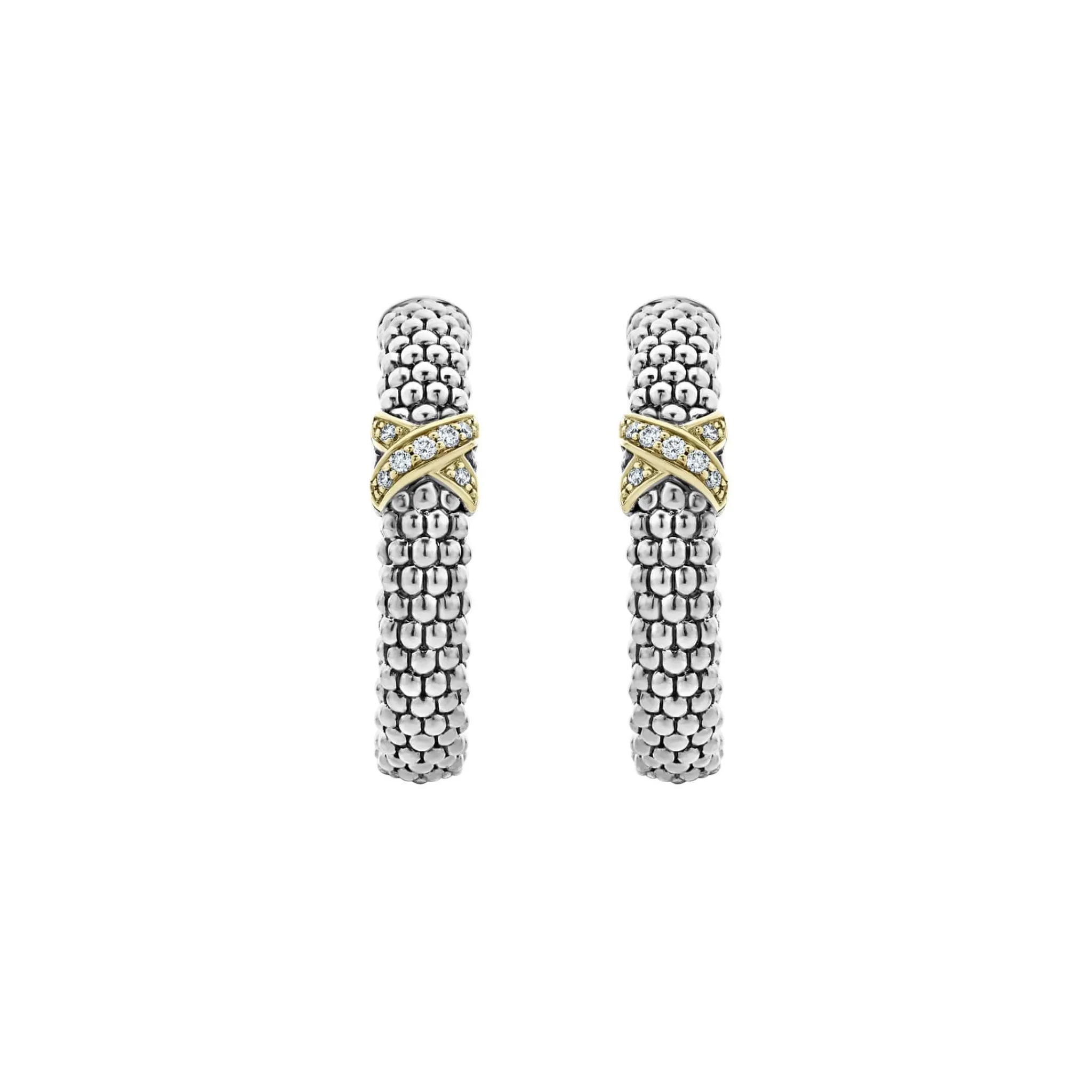 Fashion LAGOS Small X Diamond Caviar Hoop Earrings