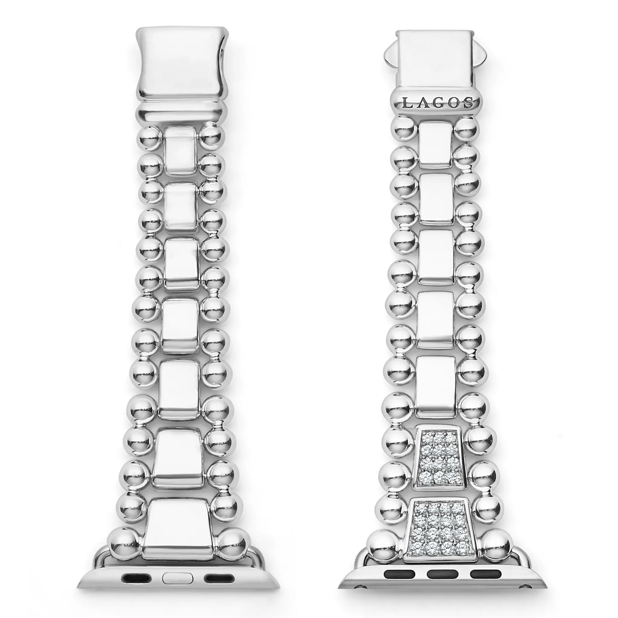 Best Sale LAGOS Sterling Silver Half Diamond Watch Bracelet-42-49Mm