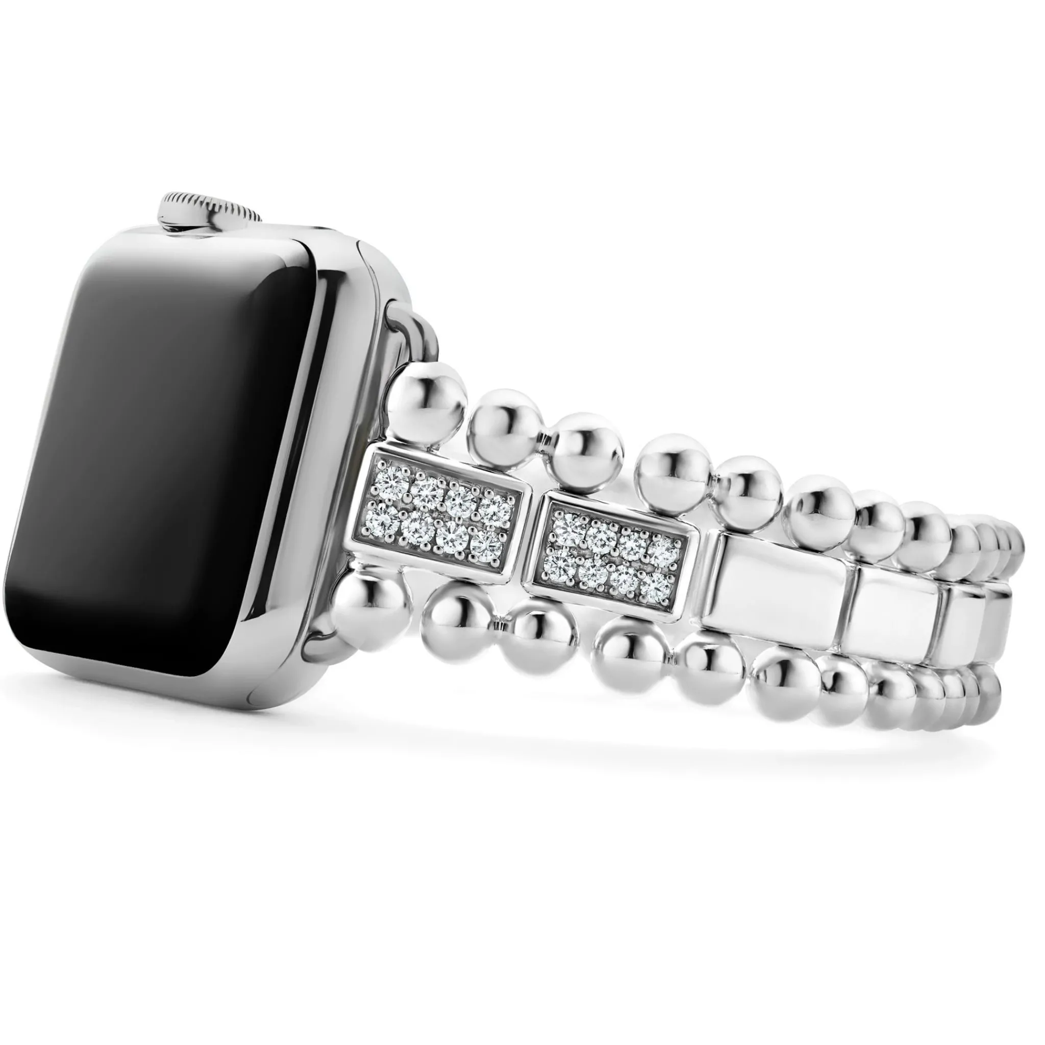 Sale LAGOS Sterling Silver Half Diamond Watch Bracelet-38-45Mm