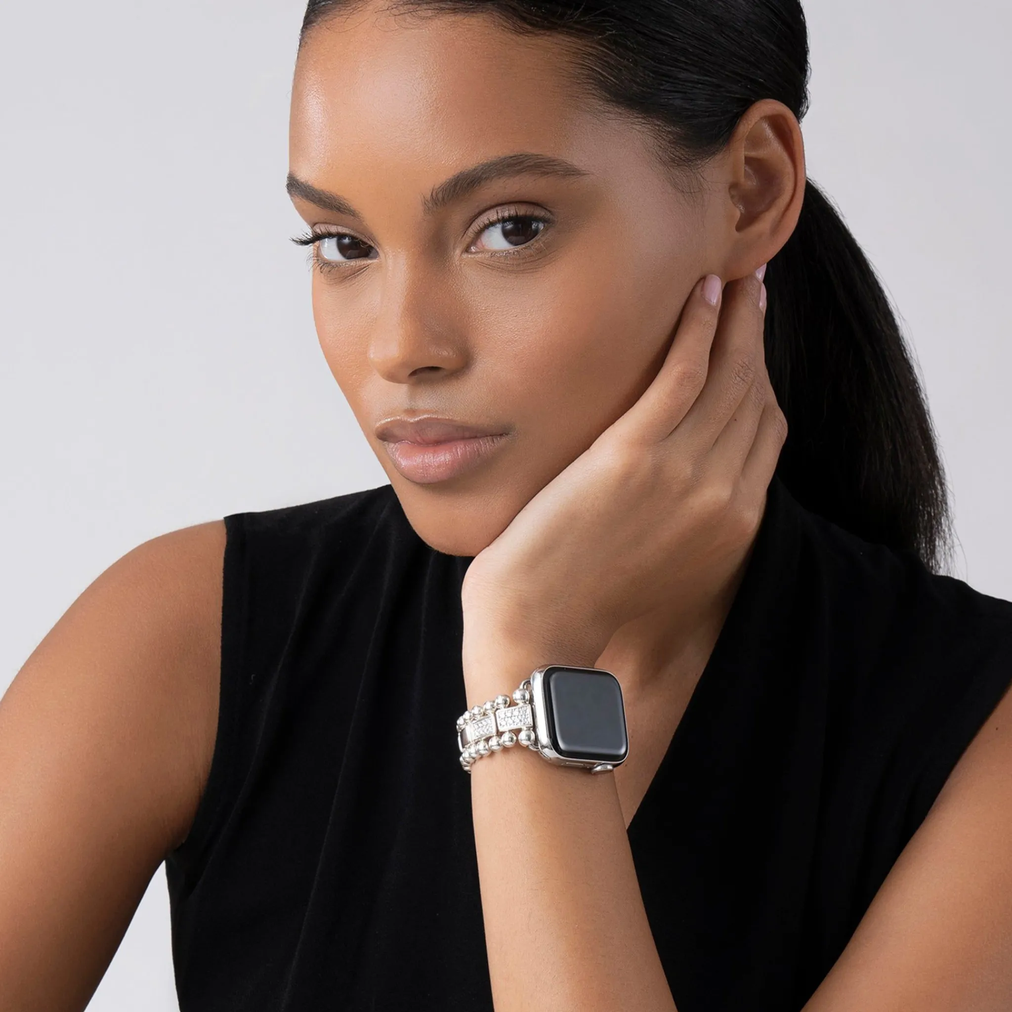 Sale LAGOS Sterling Silver Half Diamond Watch Bracelet-38-45Mm