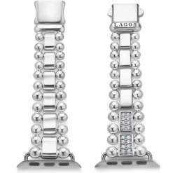 Sale LAGOS Sterling Silver Half Diamond Watch Bracelet-38-45Mm