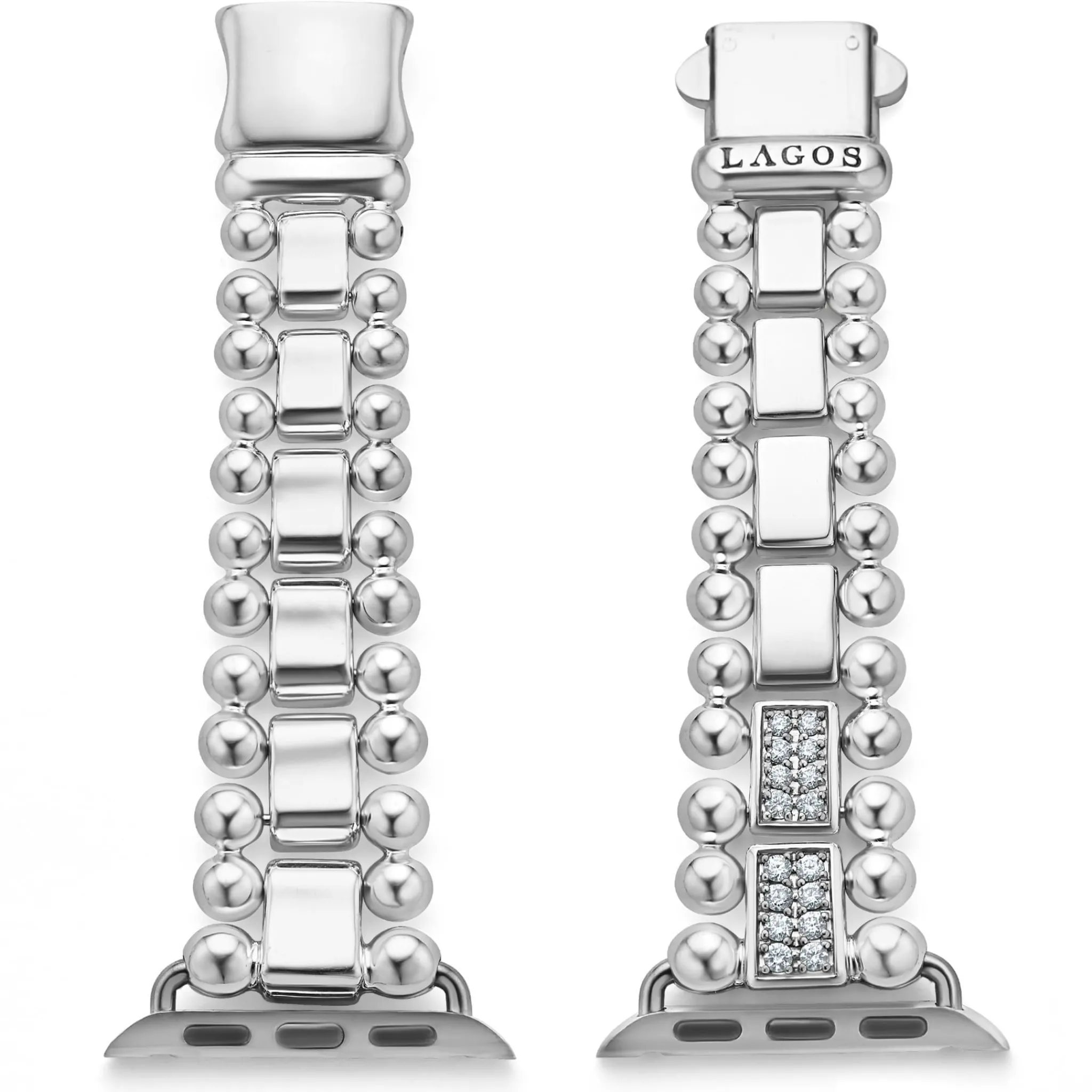 Sale LAGOS Sterling Silver Half Diamond Watch Bracelet-38-45Mm