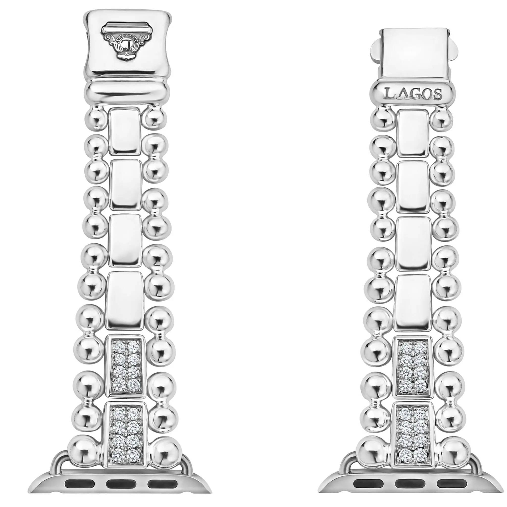 Sale LAGOS Sterling Silver Half Diamond Watch Bracelet-38-45Mm