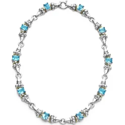 Clearance LAGOS Swiss Blue Topaz Caviar Necklace