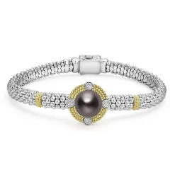 Store LAGOS Tahitian Black Pearl Diamond Caviar Bracelet | 6Mm