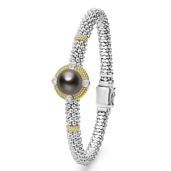 Store LAGOS Tahitian Black Pearl Diamond Caviar Bracelet | 6Mm