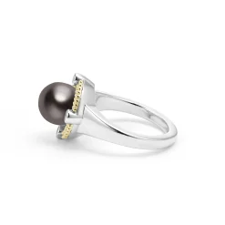 Hot LAGOS Tahitian Black Pearl Diamond Ring