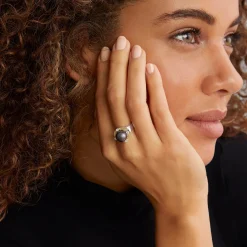 Hot LAGOS Tahitian Black Pearl Diamond Ring