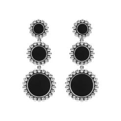 Cheap LAGOS Three Onyx Circle Drop Earrings
