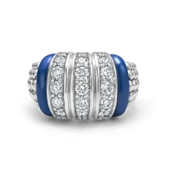 Clearance LAGOS Three Station Ceramic Caviar Diamond Ring