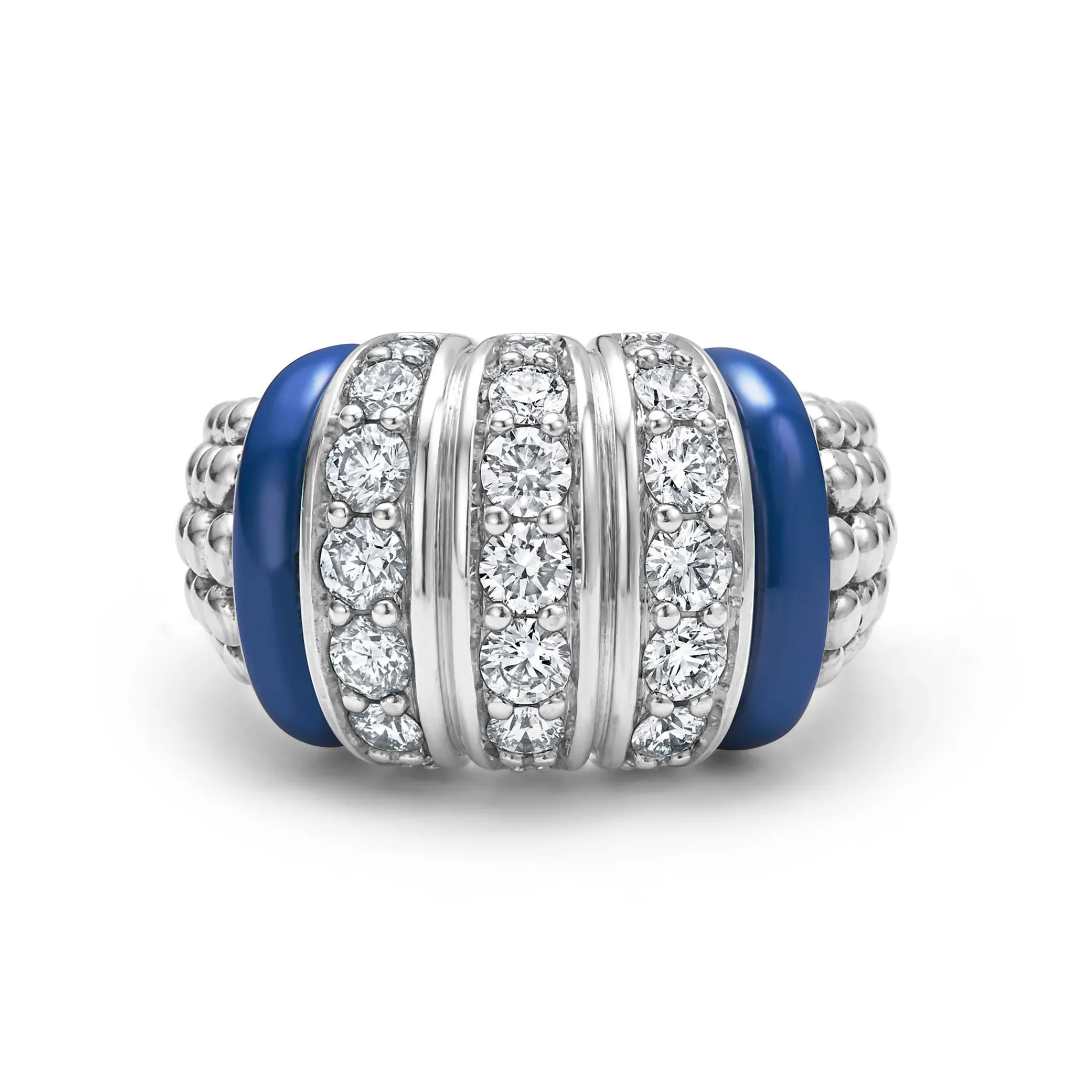 Clearance LAGOS Three Station Ceramic Caviar Diamond Ring