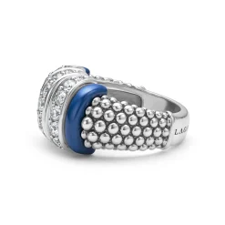 Clearance LAGOS Three Station Ceramic Caviar Diamond Ring