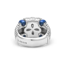 Clearance LAGOS Three Station Ceramic Caviar Diamond Ring