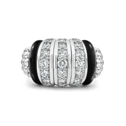 Hot LAGOS Three Station Ceramic Caviar Diamond Ring