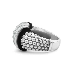 Hot LAGOS Three Station Ceramic Caviar Diamond Ring