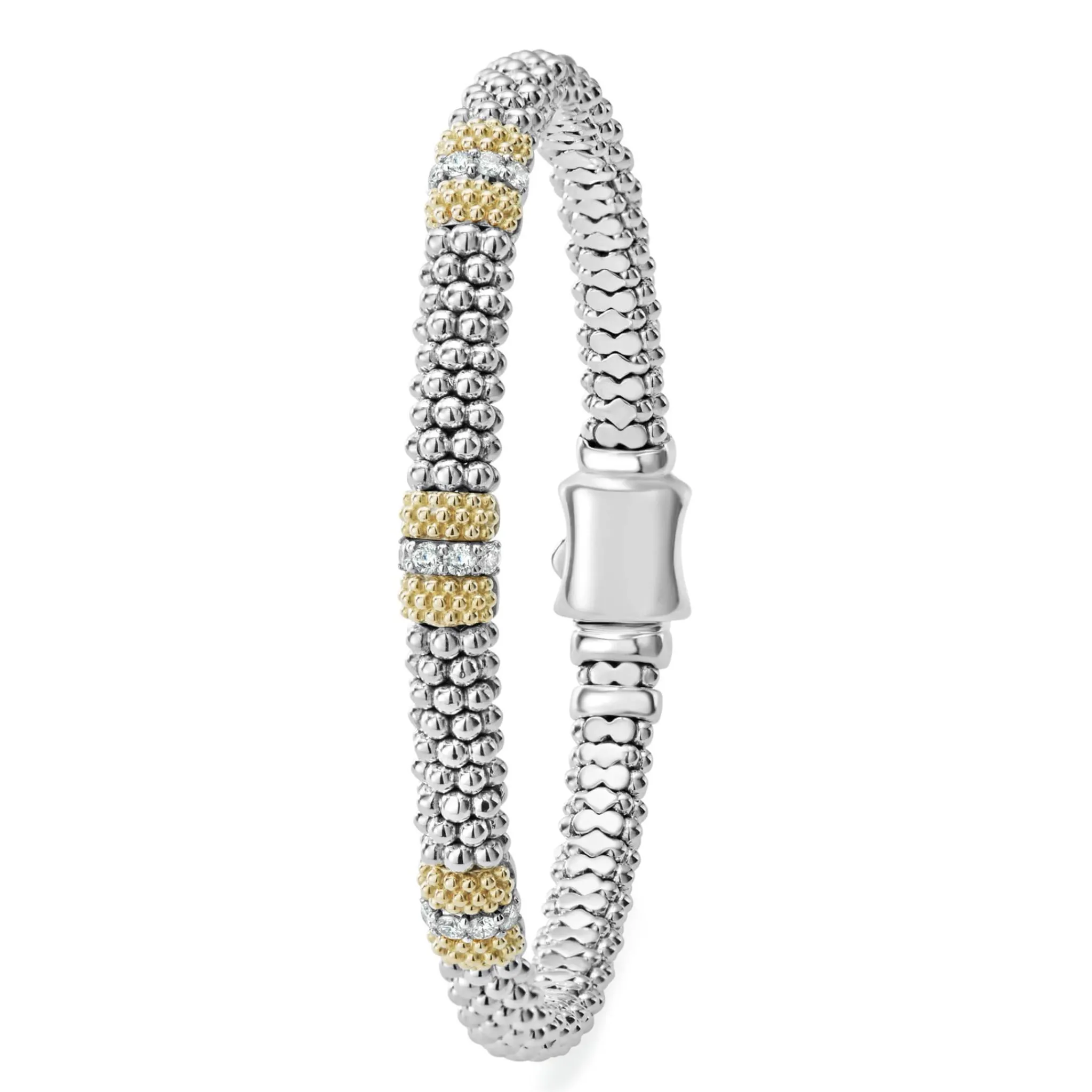 Hot LAGOS Three Station Diamond Caviar Bracelet | 6Mm