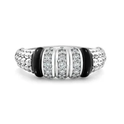 Discount LAGOS Three Station Diamond Ceramic Caviar Ring