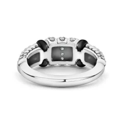 Discount LAGOS Three Station Diamond Ceramic Caviar Ring