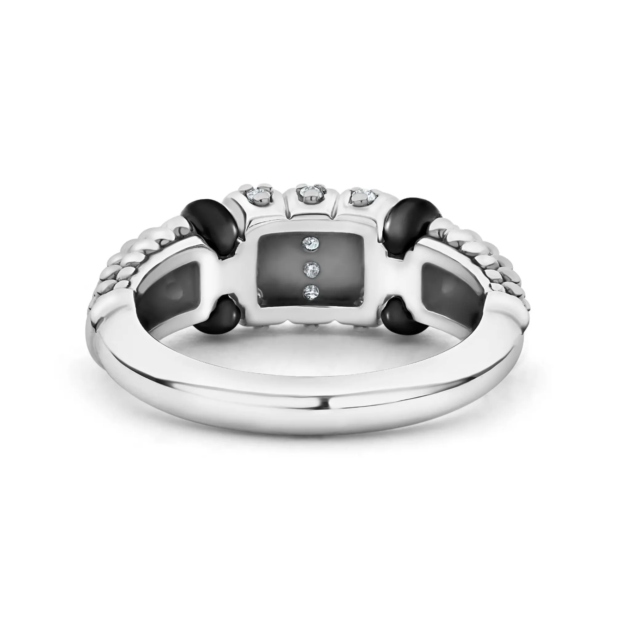 Discount LAGOS Three Station Diamond Ceramic Caviar Ring