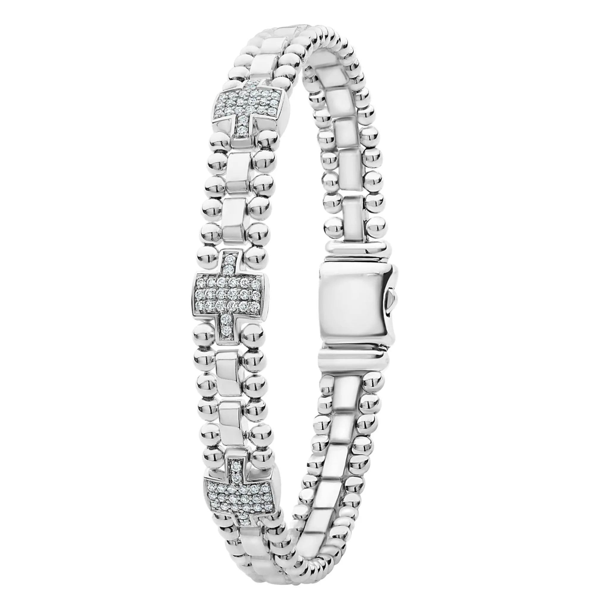 Hot LAGOS Three Station Diamond Link Bracelet