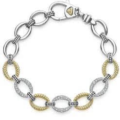 Hot LAGOS Three Station Diamond Link Bracelet