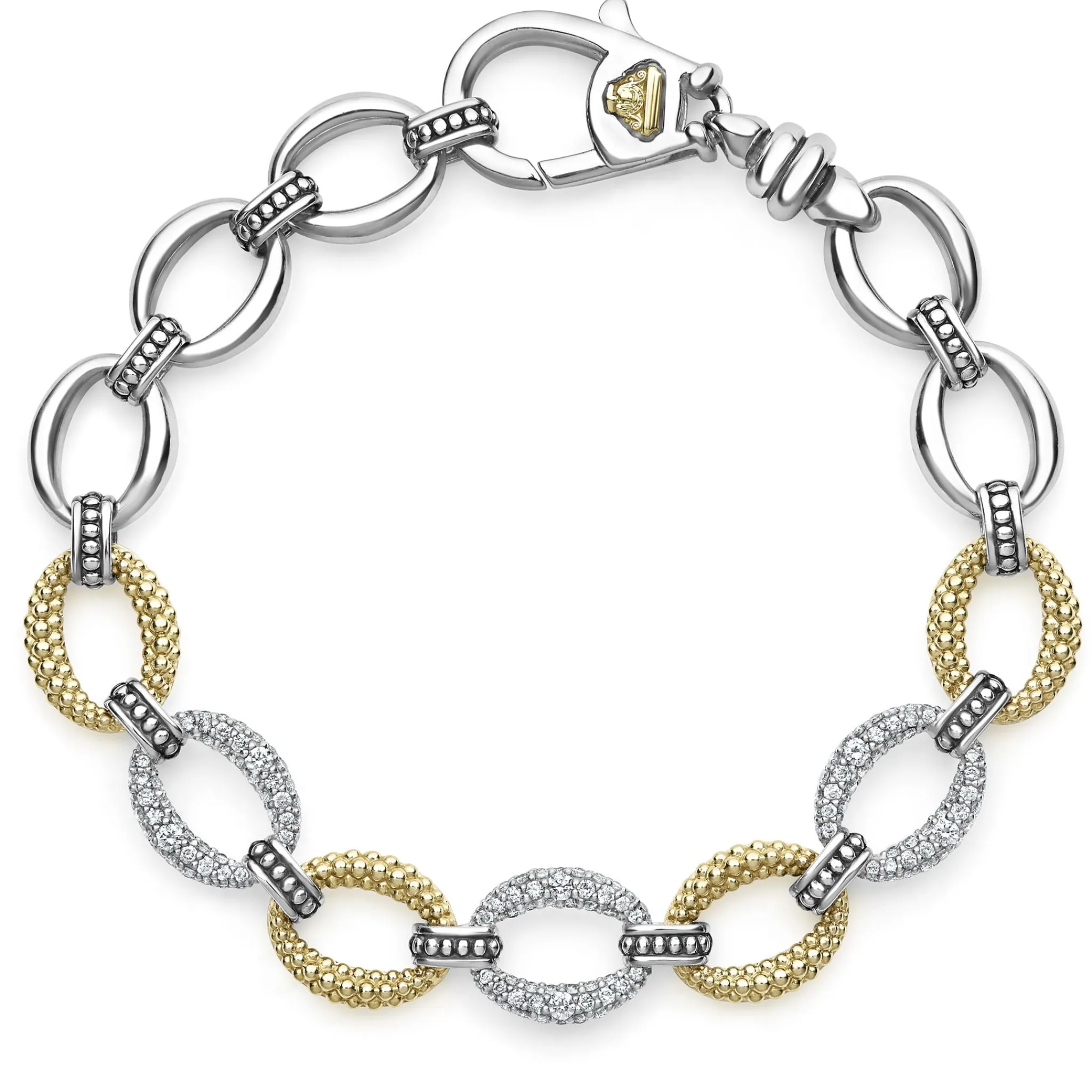 Hot LAGOS Three Station Diamond Link Bracelet