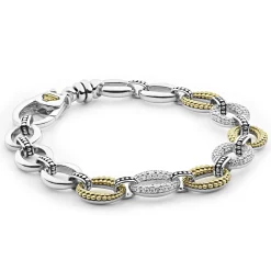 Hot LAGOS Three Station Diamond Link Bracelet