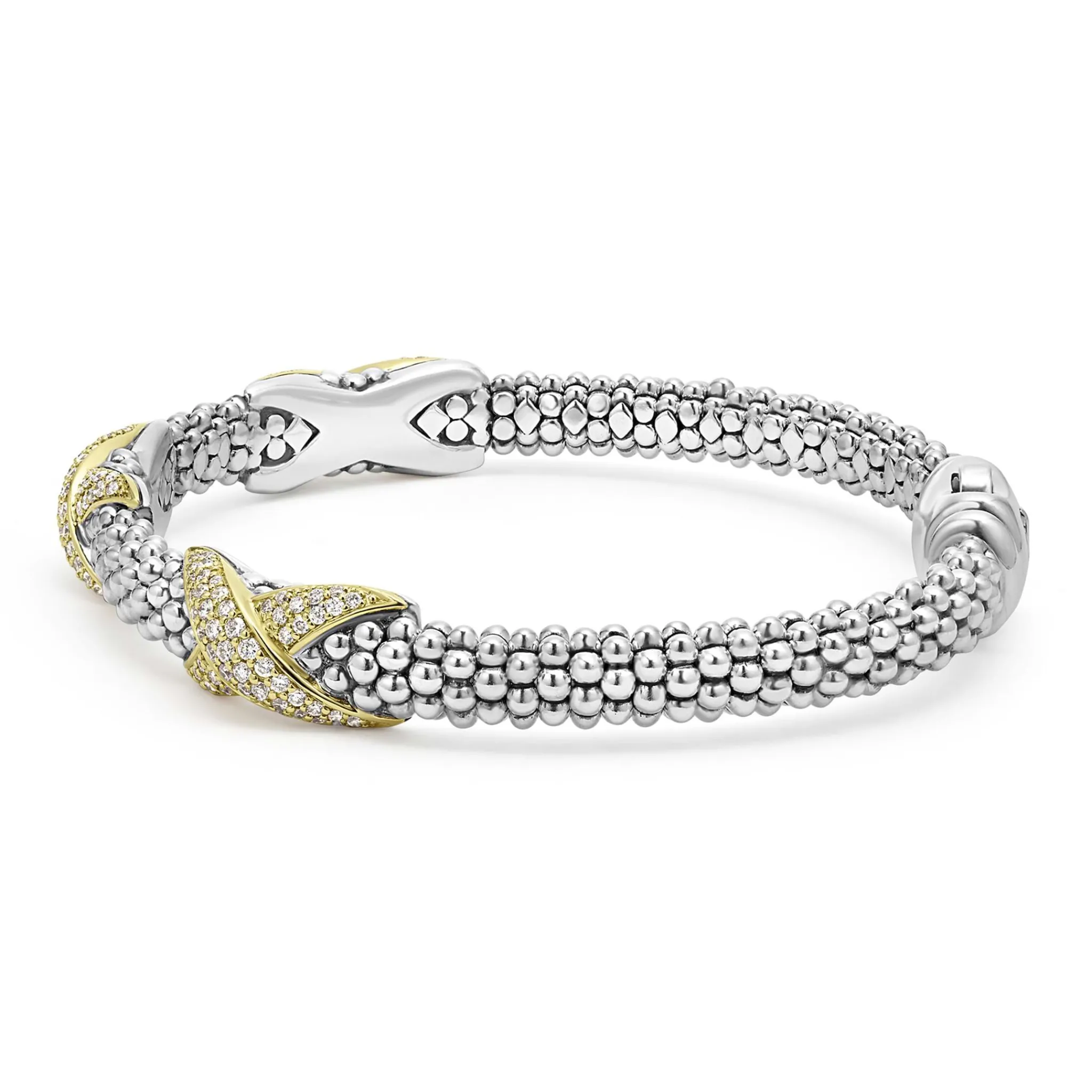 Hot LAGOS Three Station Diamond X Caviar Bracelet | 6Mm