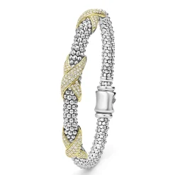 Hot LAGOS Three Station Diamond X Caviar Bracelet | 6Mm