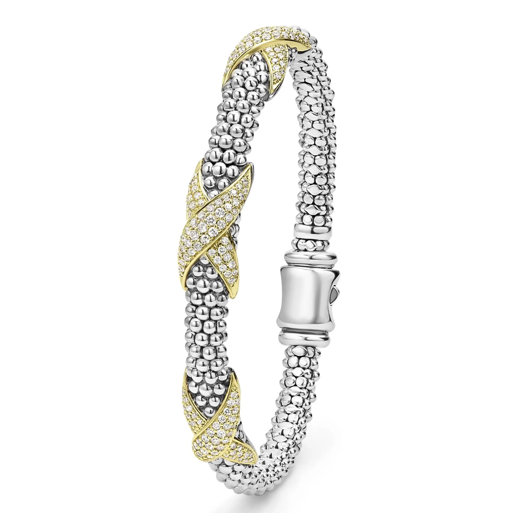 Hot LAGOS Three Station Diamond X Caviar Bracelet | 6Mm